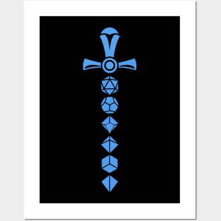 Blue Polyhedral Dice Sword of the Cleric Posters and Art